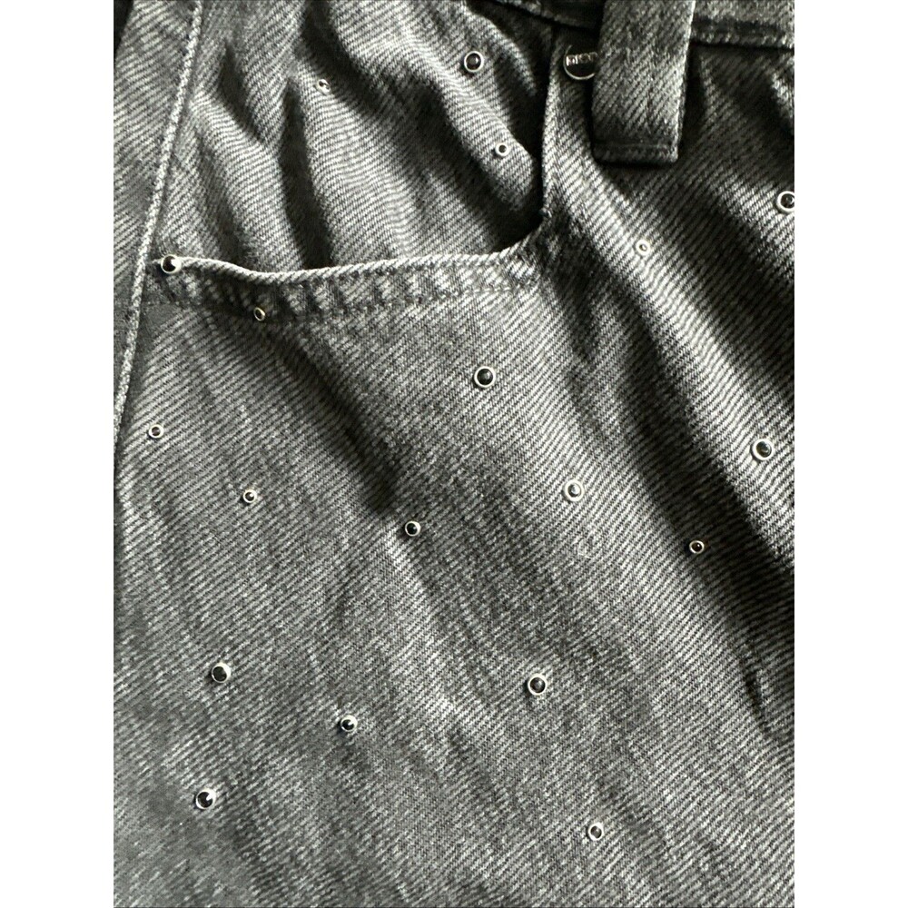 DKNY Jeans Womens Trendy High-Rise Rhinestone Wide-Leg Jeans Washed Noir Gray 25 - Picture 10 of 15
